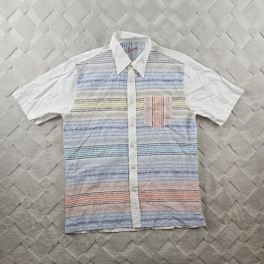 Robert Graham Multicolor Striped Shirt Mens Large Seersucker Short Sleeve